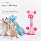 2-Piece Blue Long Neck Plush Dog Toy - Interactive Chew & Cuddle Toy for Puppies