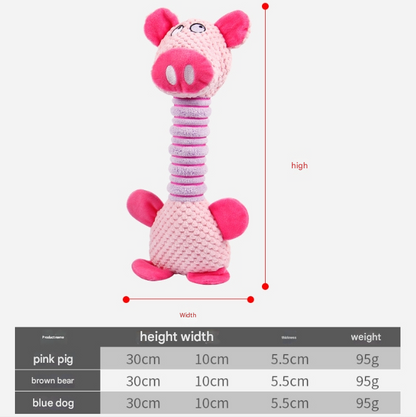 2-Piece Blue Long Neck Plush Dog Toy - Interactive Chew & Cuddle Toy for Puppies