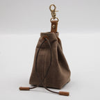 2-PCS Brown Clip-On Canvas Dog Treat Pouch - Portable Drawstring Bag for Training & Walks