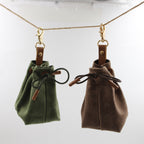 2-PCS Brown Clip-On Canvas Dog Treat Pouch - Portable Drawstring Bag for Training & Walks
