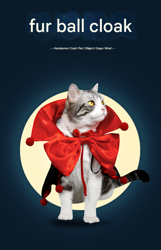 Purpie Regal Vampire Pet Cape | Halloween & Christmas Costume Cloak with Bow & Pom-Poms for Dogs and Cats(Size M)