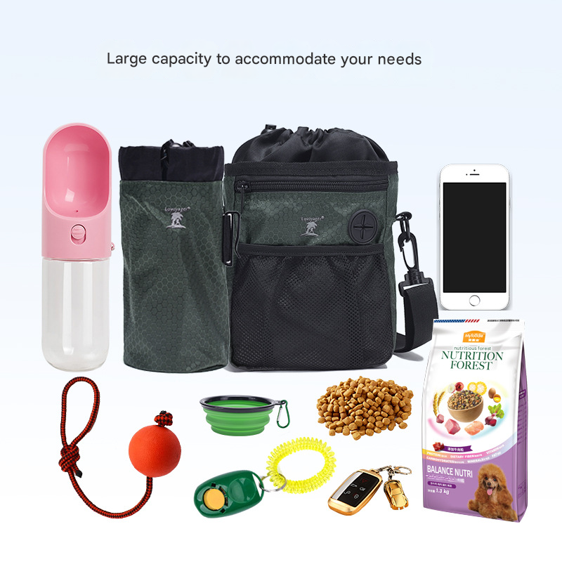 Multi-Functional Dog Training Pouch - Hands-Free Treat & Kibble Bag with Poop Bag Dispenser