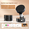 Black Multi-Functional Vacuum Suction Cup Stand - Foldable, Extendable Kitchen Lazy Person's Dual-Sided Magnetic Phone Holder