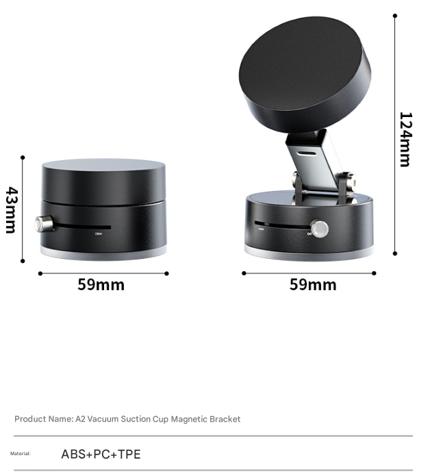 Black Multi-Functional Vacuum Suction Cup Stand - Foldable, Extendable Kitchen Lazy Person's Dual-Sided Magnetic Phone Holder