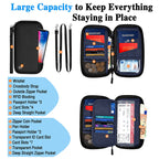 Grey RFID Blocking Travel Wallet - Multi-functional Large Capacity Passport Holder & Card Organizer with Adjustable Strap for Men & Women
