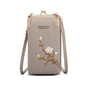 Grey Chic Embroidered Crossbody Phone Wallet - All-in-One Purse with Kiss-Lock Clasp