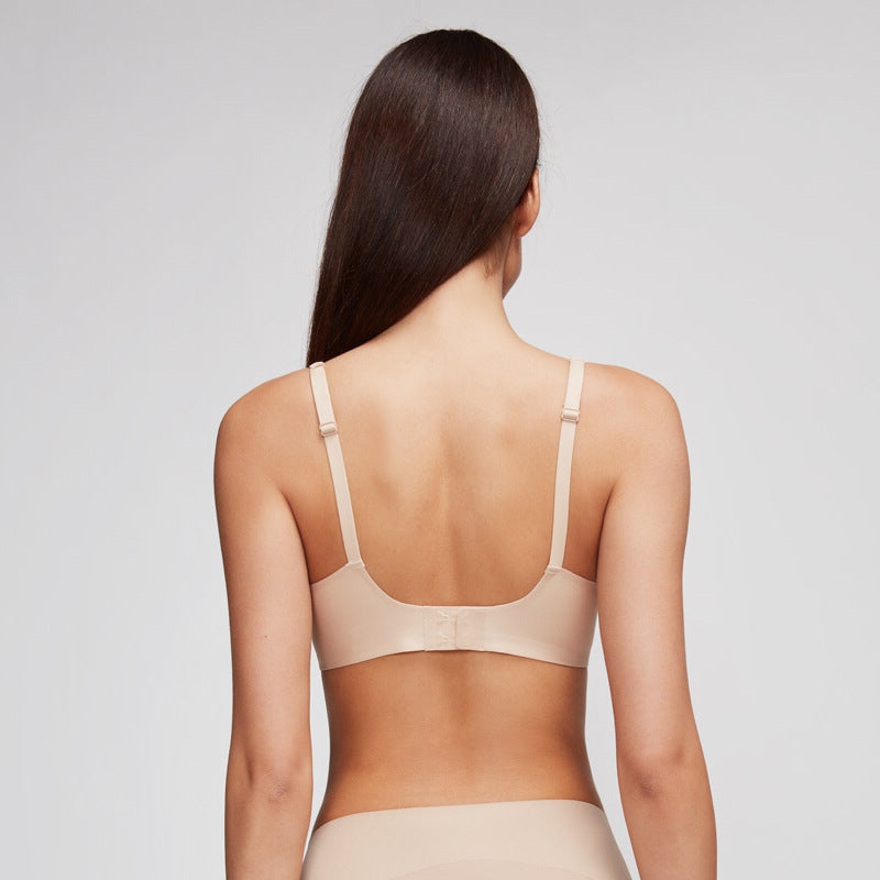 Light skin tone Women's Seamless Wireless Comfort Bra - Flexible Gel Support Deep V T-Shirt Bra(Size: S)