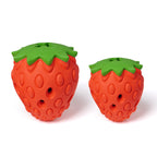 Red Durable Strawberry Treat Dispensing Dog Toy - Interactive Slow Feeder & Dental Chew(Medium size)