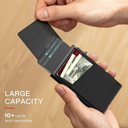Orange-red Ultra-Slim RFID Blocking Pop-Up Wallet - Automatic Card Holder with Metal Case & Secure Screw Base