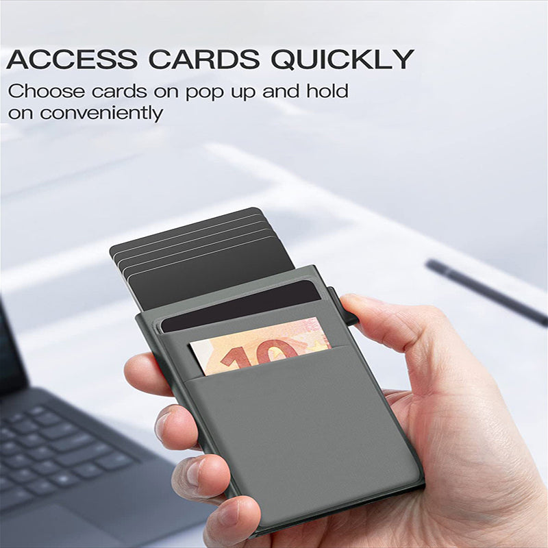Orange-red Ultra-Slim RFID Blocking Pop-Up Wallet - Automatic Card Holder with Metal Case & Secure Screw Base