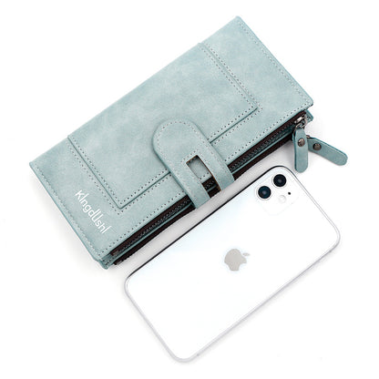 Black Women's Stylish Long Wallet - Multi-Card Slot PU Leather Clutch with Phone Pocket & Coin Zipper