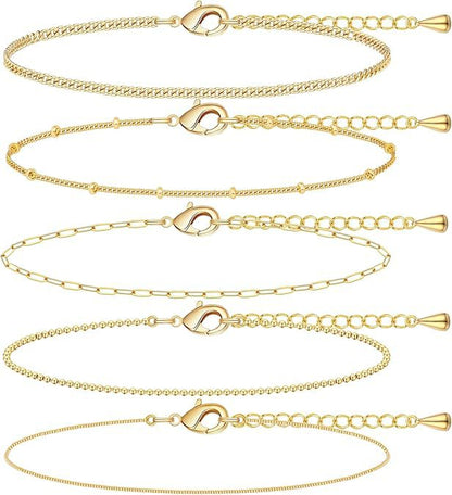 A Silver five-piece set Chic Multi-Layered Alloy Bracelet Set - Fashionable Stackable Jewelry