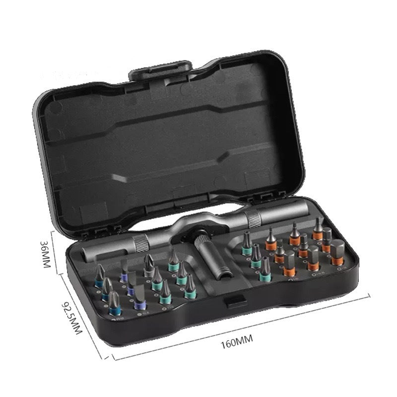 A 24-piece set Black Insulated Screwdriver Set - Multi-Bit Electrician's Tool Kit with Magnetic Tips & Quick-Change Handle