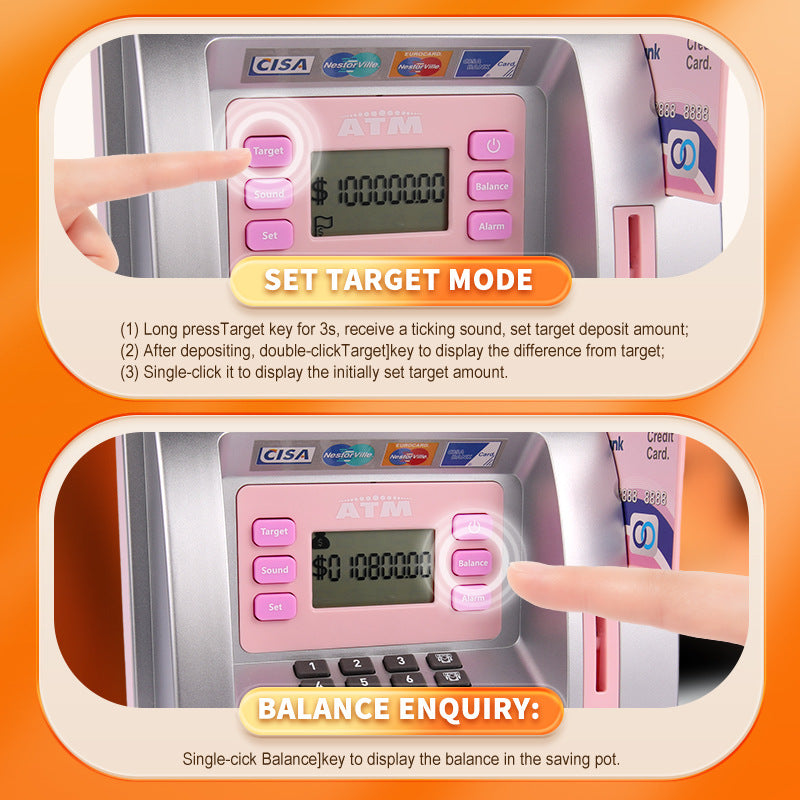Children's toy bank with digital display and buttons, featuring CISA branding.