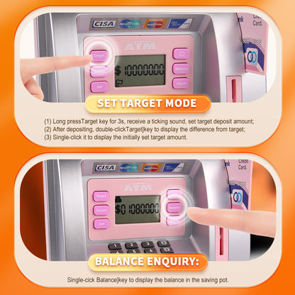 Children's toy bank with digital display and buttons, featuring CISA branding.