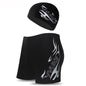 Silver Men's Athletic Swim Trunks and Cap Set with Dynamic Graphic Print(4XL)