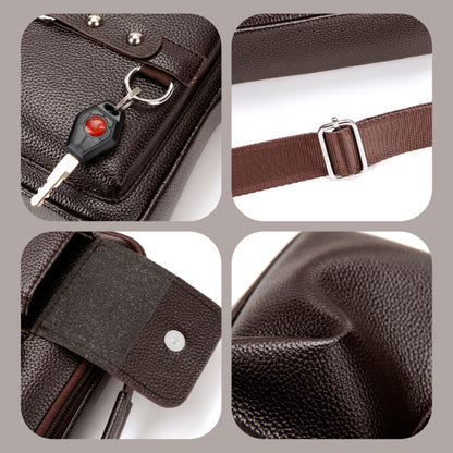 Plain light brown Men's Crossbody Shoulder Bag - Premium PU Leather Business & Commute Sling Bag