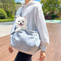 Grey Pet Carrier Backpack - Comfortable Shoulder Bag for Cats and Dogs, Ideal for Outdoor Use in Autumn and Winter