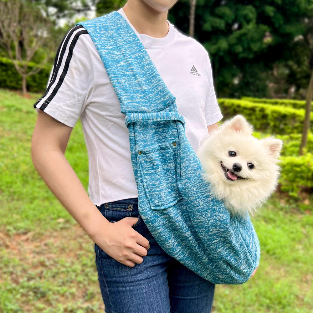 Blue Pet Carrier Backpack - Comfortable Shoulder Bag for Cats and Dogs, Ideal for Outdoor Use in Autumn and Winter