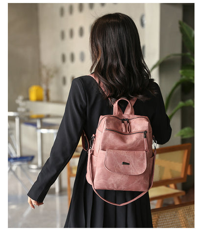 Stylish Women's PU Leather Backpack - Versatile Shoulder Bag with Multiple Pockets(black)