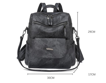 Stylish Women's PU Leather Backpack - Versatile Shoulder Bag with Multiple Pockets(Pink)