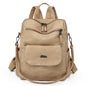Stylish Women's PU Leather Backpack - Versatile Shoulder Bag with Multiple Pockets(Khaki)