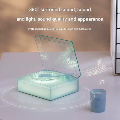 Retro Vinyl Bluetooth Speaker with Water Ripple Light Projection & 360 Surround Sound(green)
