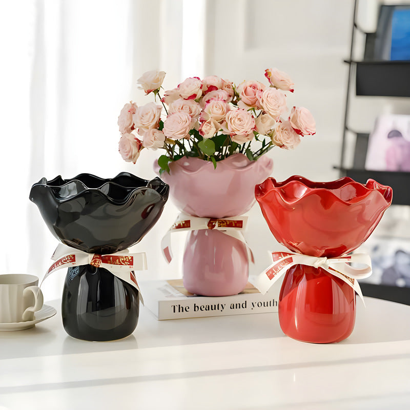 Handcrafted Minimalist Ceramic Vase - Artistic Home Decor Centerpiece(white)