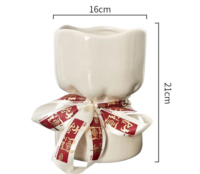 Artisan Handcrafted Ceramic Vase - Minimalist Home Decor with Stable Base(white)