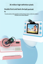 Kids Instant Print Camera - Creative Drawing & Photo Fun with Thermal Printing(Pink+64GB memory card)