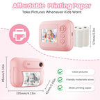 Kids Multi-Functional Camera Toy - Instant B&W Printing & Creative Stickers(purple)