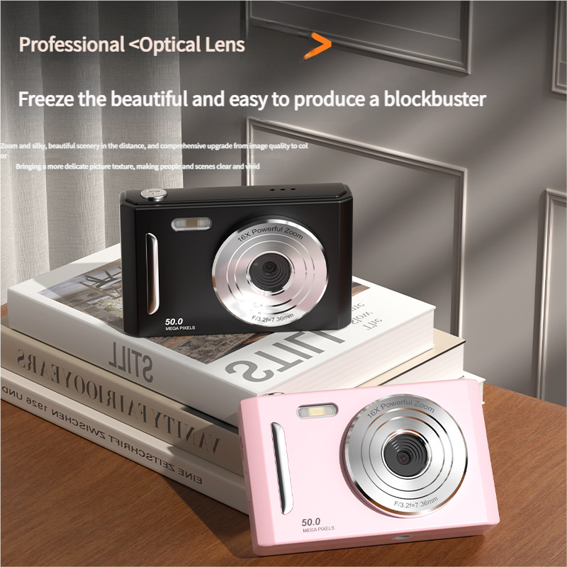 50MP HD Digital Camera with 8X Zoom & Dual Lens System(black)