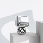 Mini Robot Style Bluetooth Speaker - Portable, 8-9 Hr Playtime, Built-in Mic & Lanyard(White)