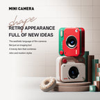 Mini Retro Keychain Camera - 48MP Photos, 1080P HD Video with Built-in Filters & Flash(black and white)