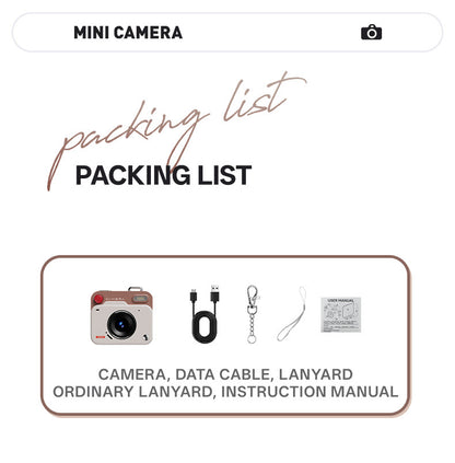 Mini Retro Keychain Camera - 48MP Photos, 1080P HD Video with Built-in Filters & Flash(black and white)
