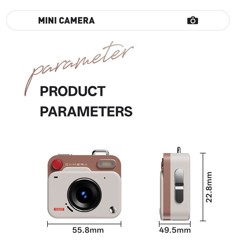 Mini Retro Keychain Camera - 48MP Photos, 1080P HD Video with Built-in Filters & Flash(black and white)