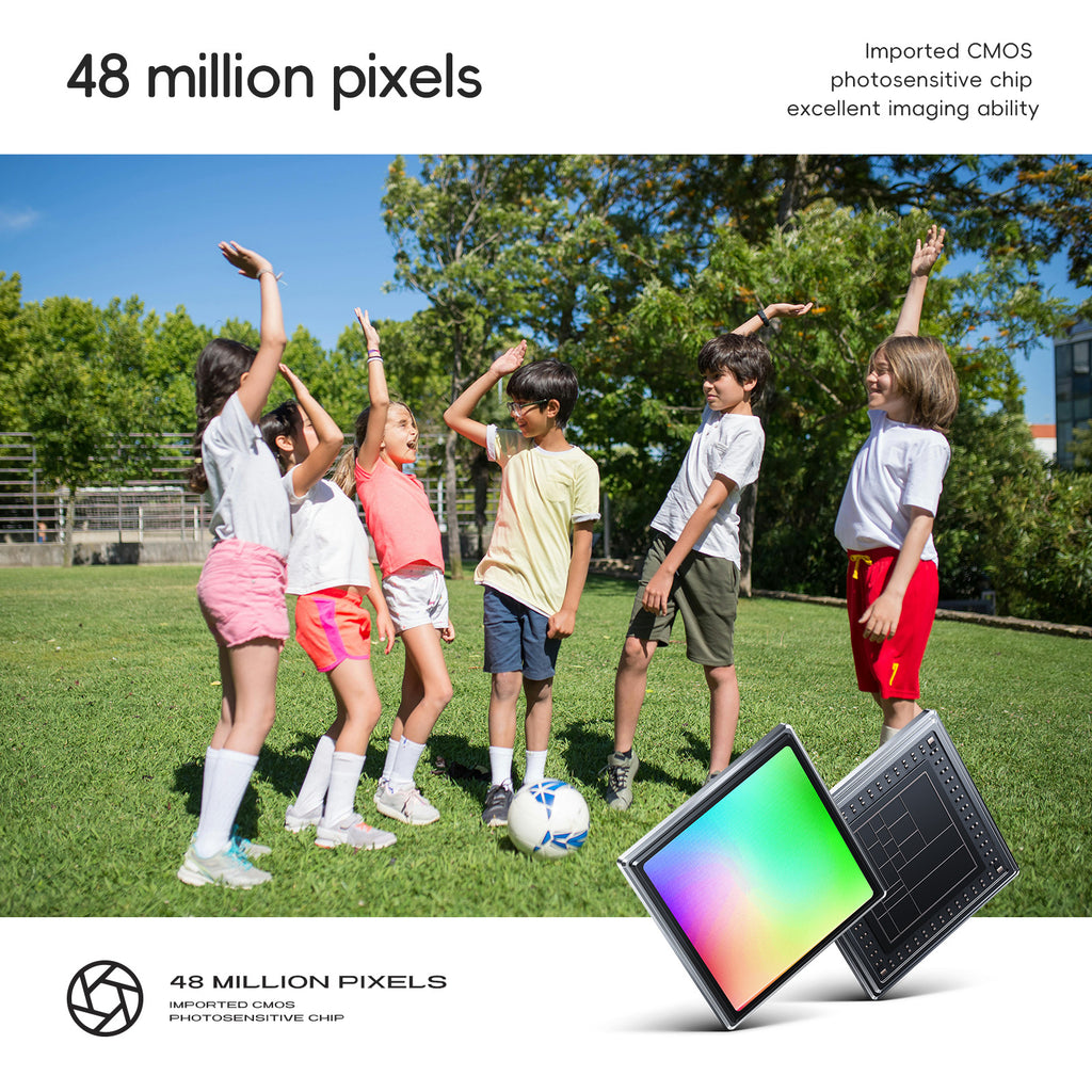 48MP Digital Camera with 16x Zoom & AF Autofocus - Full HD Vlogging Camera for Beginners & Kids(White)