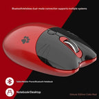 Cute Cat Shaped Wireless Office Mouse - Dual Mode 2.4G/Bluetooth, 3-Level DPI, Silent Click(red)