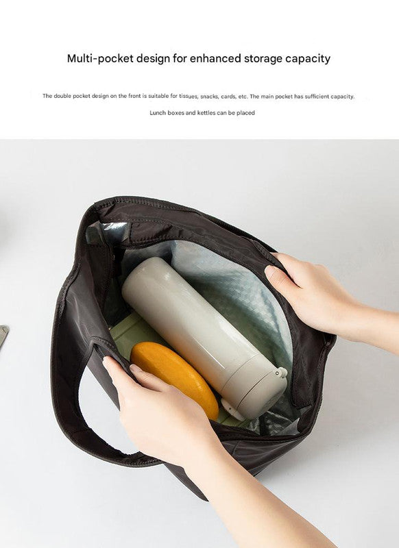 Insulated Lunch Tote Bag - Large Capacity, Multi-Pocket, Waterproof & Stain-Resistant Lining(Beige)