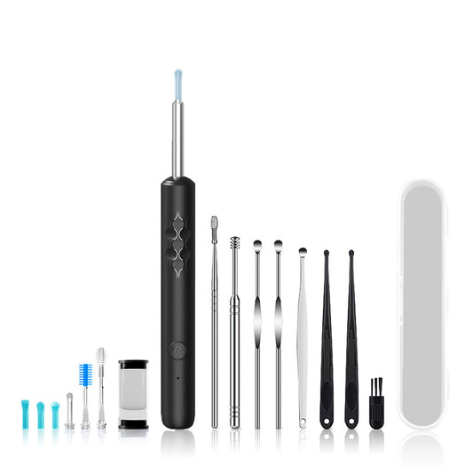 Smart Visual Ear Cleaner with HD WiFi Camera - Gentle Silicone Tips, USB-C Rechargeable Otoscope for Safe Ear Wax Removal(Black Premium Edition)