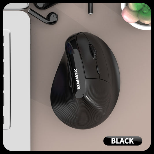 Two Ergonomic Vertical Wireless Mouse - Dual Mode (2.4G & Bluetooth), 5 Adjustable DPI, Silent Clicks, Rechargeable(black)