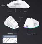 High-Performance Tri-Mode Wireless Gaming Mouse - 22000 DPI, Rechargeable, with RGB Charging Dock(white)