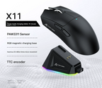 High-Performance Tri-Mode Wireless Gaming Mouse - 22000 DPI, Rechargeable, with RGB Charging Dock(black)
