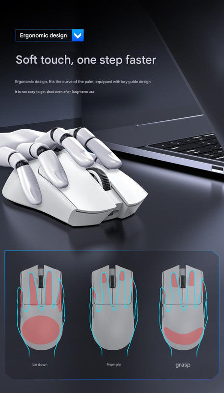 High-Performance Tri-Mode Wireless Gaming Mouse - 22000 DPI, Rechargeable, with RGB Charging Dock(red)