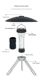 Portable Outdoor Camping Lantern with Tripod Stand, Soft Light Diffuser & USB-C Charging(blue)
