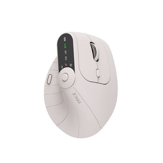 Ergonomic Vertical Mouse - 2.4G/Bluetooth Multi-Mode, LED Display, 57-Degree Angle, & 400mAh Battery(Beige)