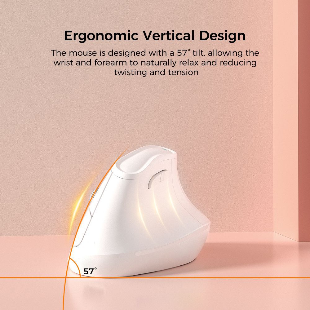 Ergonomic Vertical Mouse - Multi-Device Bluetooth5.0 & 2.4G Wireless, Adjustable DPI, Silent Click(Purple)