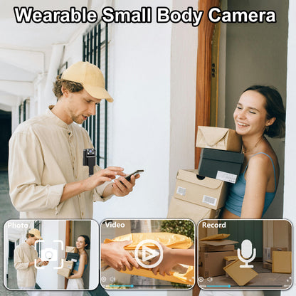 Mini Body Camera with 180 Rotatable Lens, Night Vision & Motion Detection - 1.3 Screen 1200mAh Battery(black)"