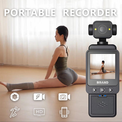 Compact Body Camera with 180° Rotatable Lens, Night Vision, WiFi & Built-in Fill Lights(black+128G)