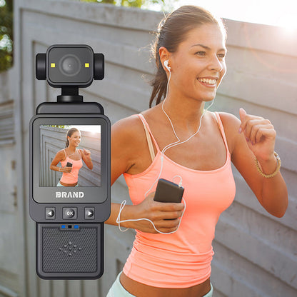 Compact Body Camera with 180° Rotatable Lens, Night Vision, WiFi & Built-in Fill Lights(black+128G)